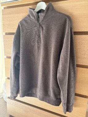 BROWN KOLBY RELAXED FIT QUARTER ZIP - SIZE S
